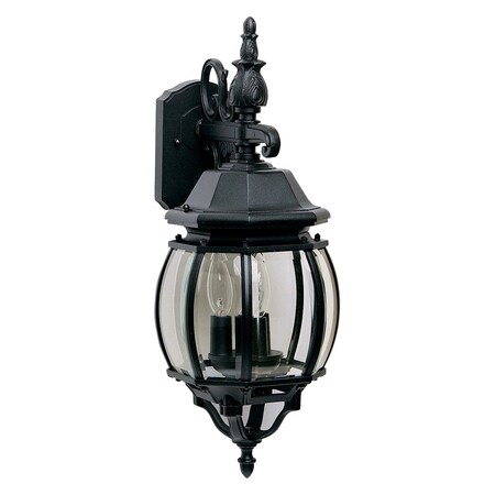 Maxim Three Light Black Clear Glass Wall Lantern 1034BK